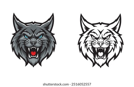 Emblema de la cabeza Lynx.Ilustración vectorial sobre un fondo blanco