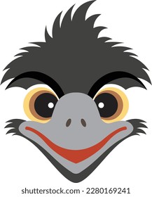 head of emu bird flat vector illustration