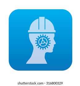 Head engineering icon on blue background,clean vector