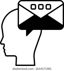 A head with a envelope on top of it