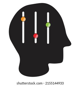 A Head With Equalizer Symbol Inside. A Concept Of Psychology And Mood Swing . Discipline Illustration, Control Vector, Icon 