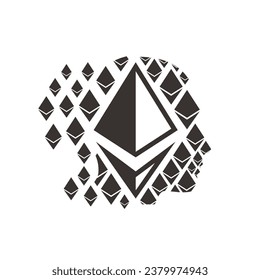 head with Ethereum crystals, simple design.