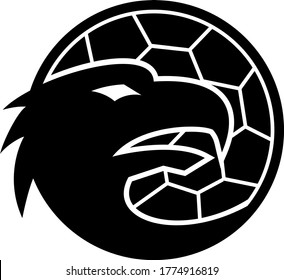 Head of European Eagle Inside Handball Ball Mascot Black and White