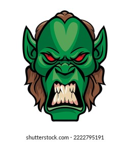 head of the evil orc mascot vector illustration