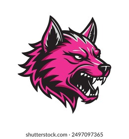 head of an evil pink growling wolf. vector illustration