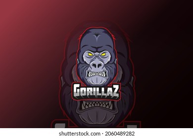 head face angry gorilla e sport logo vector