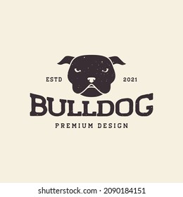 head face bull dog black vintage logo symbol icon vector graphic design illustration idea creative 