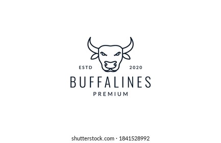 head face cow or buffalo line outlines simple logo vector icon illustration