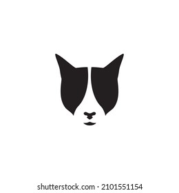 head face dog boston terrier logo symbol icon vector graphic design illustration idea creative   