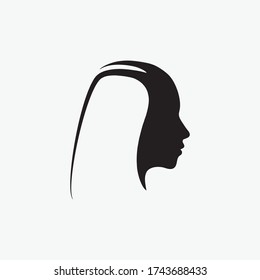 Head face and hair logo icon beauty fashion design concept