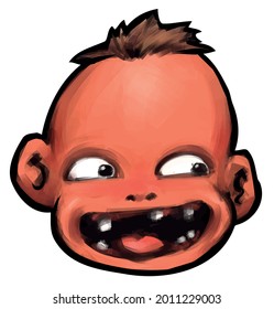 cara de cabeza de un niño feliz sonriendo sin ilustración vectorial de dientes
