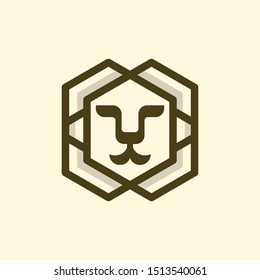 Head Face Lion Hexagon Creative Modern Vector Logo