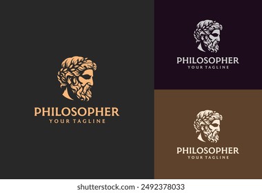 Head and Face Logo Design of an Ancient Greek Philosopher