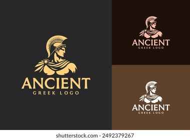 Head Face Logo Design of an Ancient Greek Warrior Figure