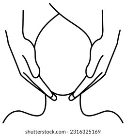 Head and face massage. Simple outline black thin line masseur service icon isolated on transparent background. Line thickness editable