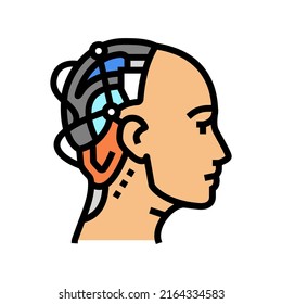 head face robot color icon vector. head face robot sign. isolated symbol illustration