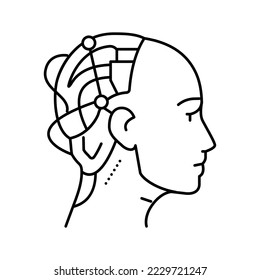 head face robot line icon vector. head face robot sign. isolated contour symbol black illustration