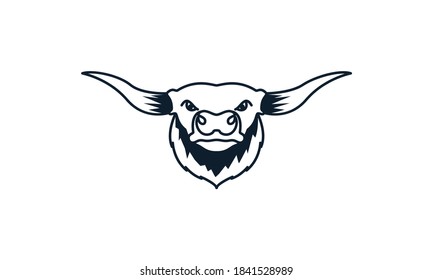 head face strong buffalo line outlines modern logo vector icon illustration