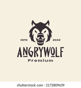 head face wolf angry vintage logo design vector graphic symbol icon illustration creative idea