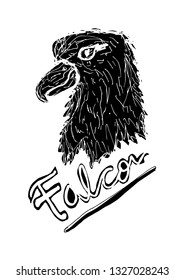 head of falcon in silhouette - vector