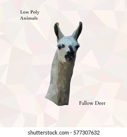 Head of fallow deer portrait from low poly. Vector polygonal illustration. Collection of triangle animals