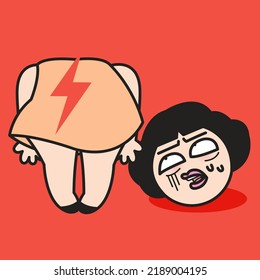 Woman’s Head Falls Off When She Struck By Lightning Concept Card Character illustration