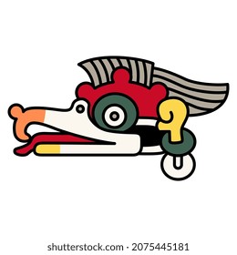 Head of fantastic cormorant bird. Native American animal design of Aztec Indians from Mexican codex. Isolated vector illustration.