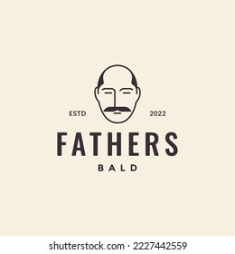 head father bald and mustache hipster logo design vector