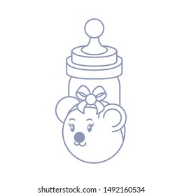 head of female bear baby in bottle milk
