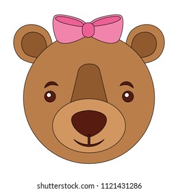 head female bear grizzly isolated icon