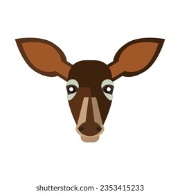 Head of female forest deer. Muzzle of wild animal cartoon illustration. Wildlife and zoo concept. Sketchy geometric character, mascot. Colored flat vector isolated