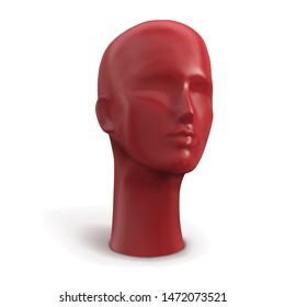 Head of female mannequin red color. Vector illustration.