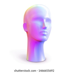 Head of female mannequin  trendy iridescent neon color. Vector illustration.