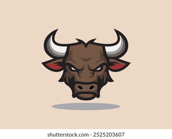 the head of a ferocious brown bull