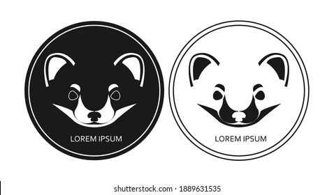 The head of ferret. Mascot for sport team, project, brand. Mascot ferret. Black and white logo animal.