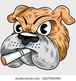 Head of fierce bulldog mascot vector illustration, on a white background