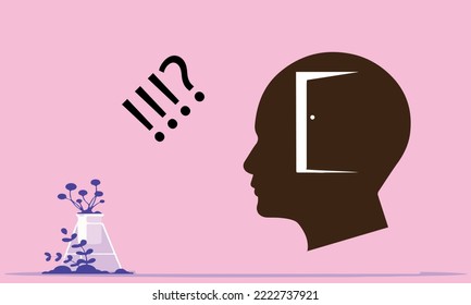 The head figure of the man who opens the door in his head and throws all the questions and problems in his head out.
