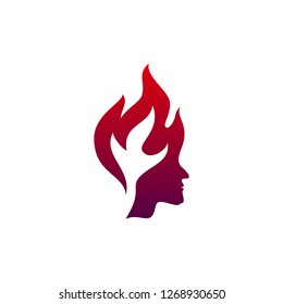 Head Fire logo concept, Mind fire logo, spirit mindset logo, flame head logo - Vector