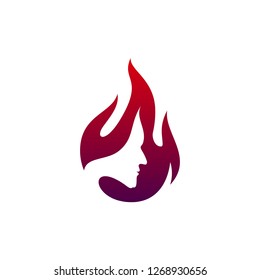 Head Fire logo concept, Mind fire logo, spirit mindset logo, flame head logo - Vector