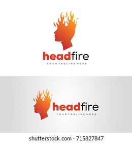 Head Fire Logo Template Design Vector, Emblem, Design Concept, Creative Symbol, Icon