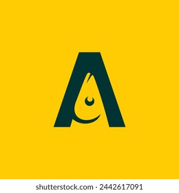 Head Fish logo, letter A logo design