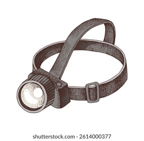 Head flashlight hand drawn vector illustration