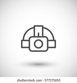 Head flashlight line icon