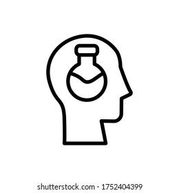 icono del matraz de cabeza. Línea simple, contorno vectorial elementos de los iconos del proceso cerebral para ui y ux, sitio web o aplicación móvil