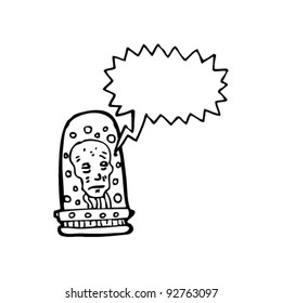 head floating in jar cartoon