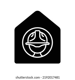 Head Foreman In House. Icon Related To Construction, Foreman Office, Labor Day. Glyph Icon Style, Solid. Simple Design Editable