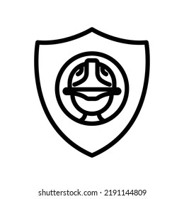 Icono del capataz con escudo. icono relacionado con la construcción, la seguridad laboral, la jornada laboral. Estilo de icono de línea. Diseño sencillo editable