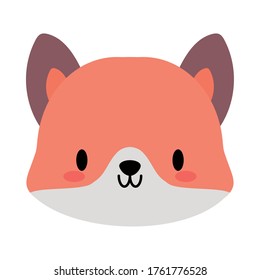 head of fox baby kawaii, flat style icon vector illustration design