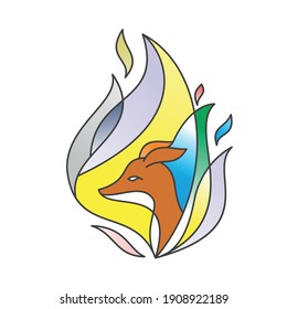 head fox with the fire