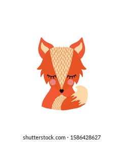 The head of a fox isolated on a white background. Cute animal. Vector illustration